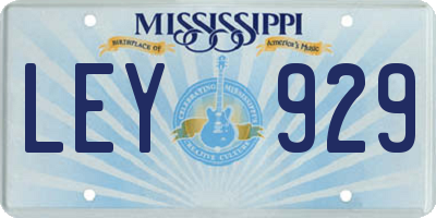 MS license plate LEY929