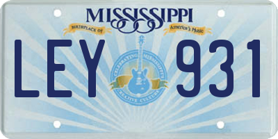 MS license plate LEY931