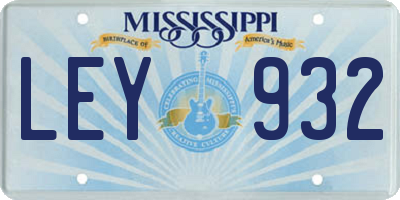 MS license plate LEY932