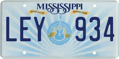 MS license plate LEY934
