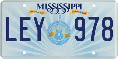 MS license plate LEY978