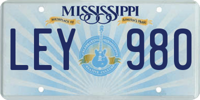 MS license plate LEY980