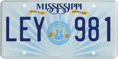 MS license plate LEY981