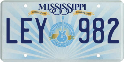 MS license plate LEY982