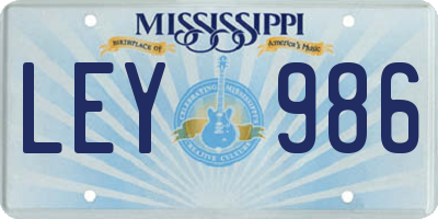 MS license plate LEY986