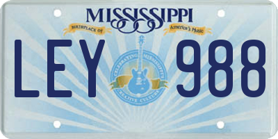 MS license plate LEY988