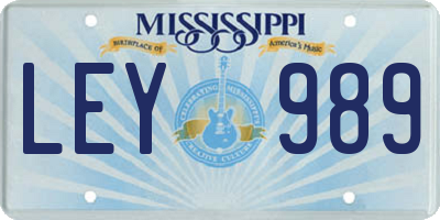 MS license plate LEY989