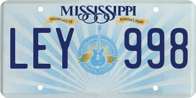 MS license plate LEY998