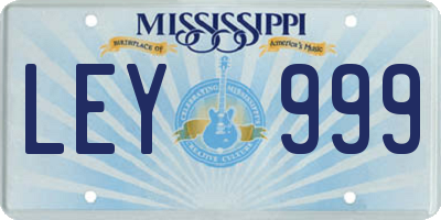 MS license plate LEY999