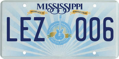 MS license plate LEZ006