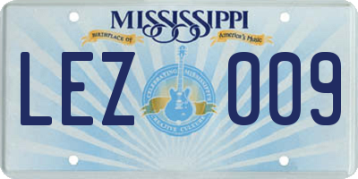 MS license plate LEZ009
