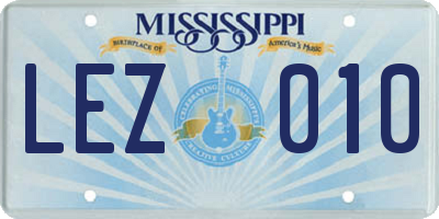 MS license plate LEZ010