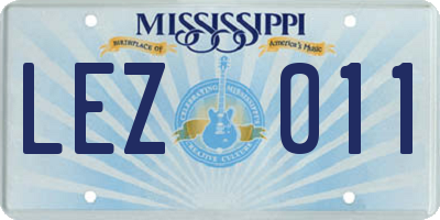 MS license plate LEZ011