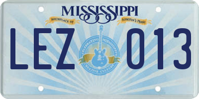 MS license plate LEZ013