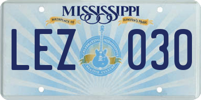 MS license plate LEZ030