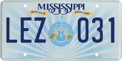 MS license plate LEZ031