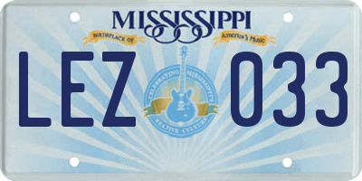 MS license plate LEZ033