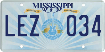 MS license plate LEZ034