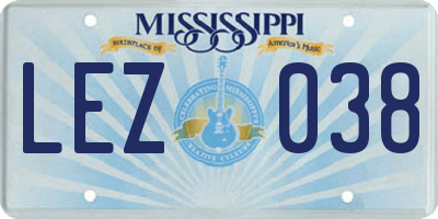 MS license plate LEZ038