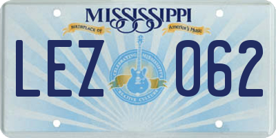 MS license plate LEZ062