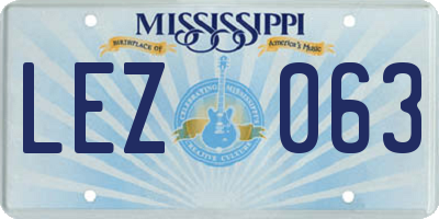 MS license plate LEZ063