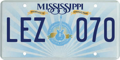 MS license plate LEZ070