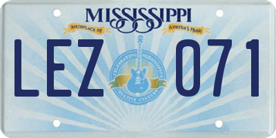 MS license plate LEZ071