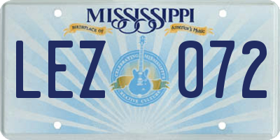 MS license plate LEZ072