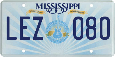 MS license plate LEZ080