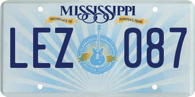 MS license plate LEZ087