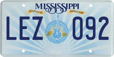 MS license plate LEZ092