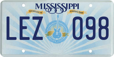 MS license plate LEZ098