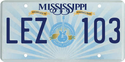MS license plate LEZ103