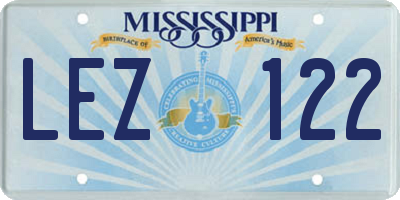 MS license plate LEZ122