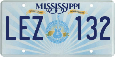 MS license plate LEZ132