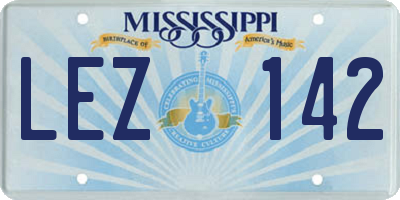 MS license plate LEZ142