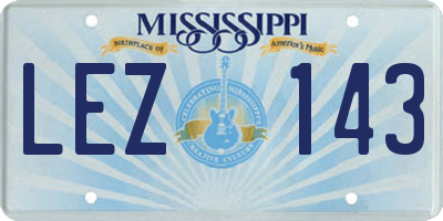 MS license plate LEZ143