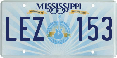 MS license plate LEZ153