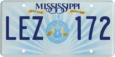 MS license plate LEZ172