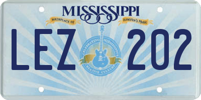 MS license plate LEZ202