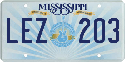 MS license plate LEZ203
