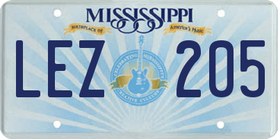 MS license plate LEZ205