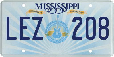 MS license plate LEZ208
