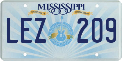 MS license plate LEZ209
