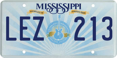 MS license plate LEZ213