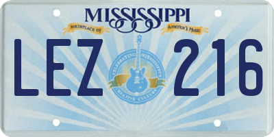 MS license plate LEZ216