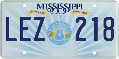 MS license plate LEZ218