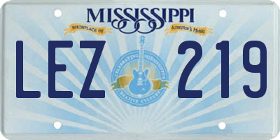 MS license plate LEZ219