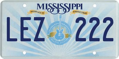 MS license plate LEZ222