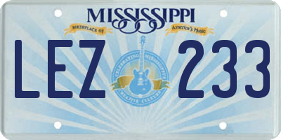 MS license plate LEZ233